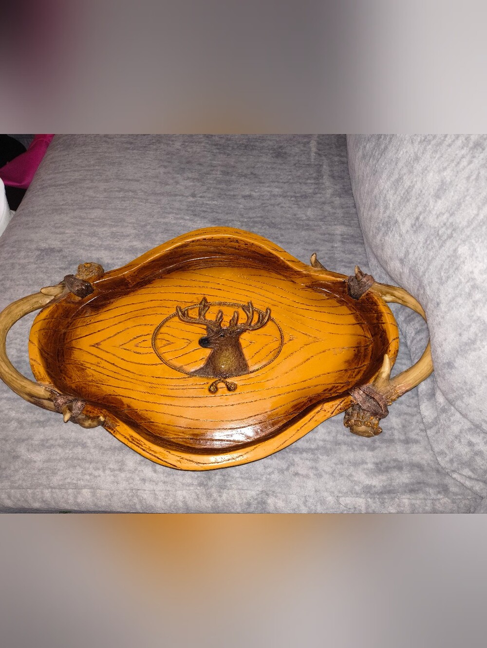 Rustic Deer Ceramic Serving Tray - Brown